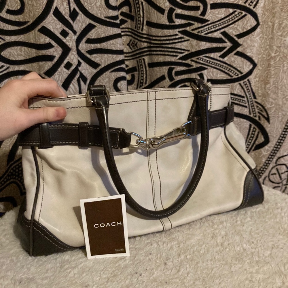 Vintage Cream and Brown Coach Bag
